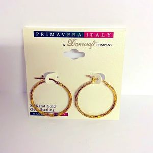 Primavera Italy 925 Sterling Silver 24kt Gold Plated Beyoncé Style Earrings Gift